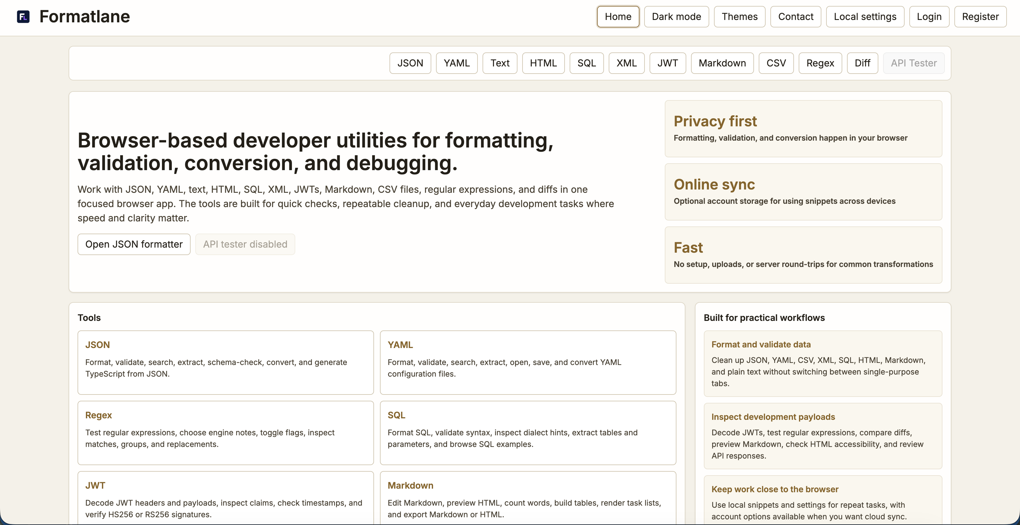 Formatlane tool dashboard